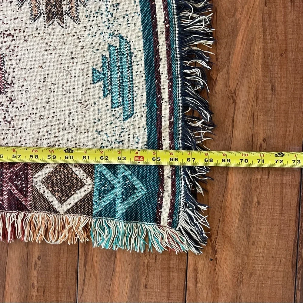 Vintage Southwestern Afghan Throw or Wall Hanging Blanket  Multicolored